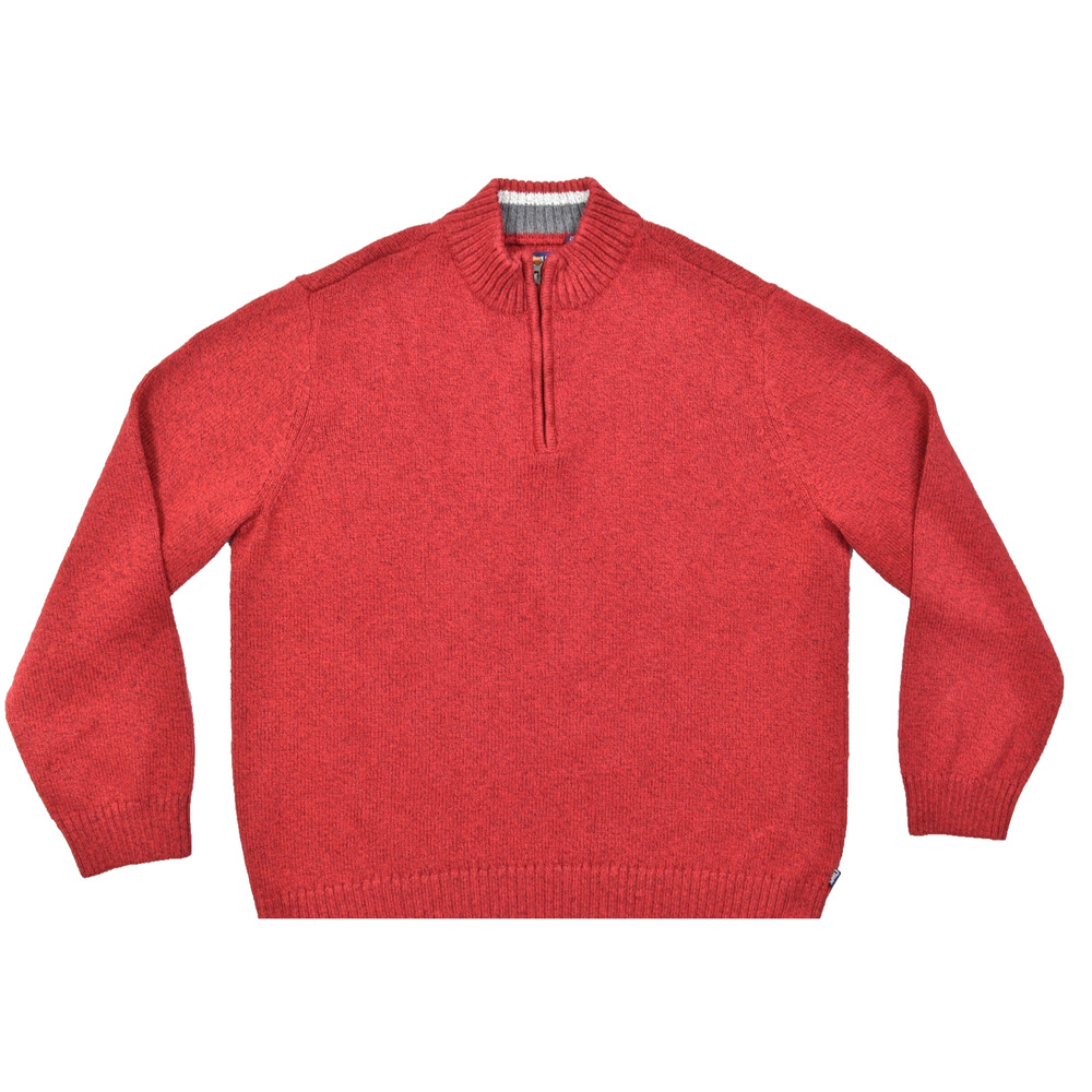 Chaps Men's XXL Red 1/4 Zip Pullover Mock Neck Cotton Blend Sweater Long Sleeve